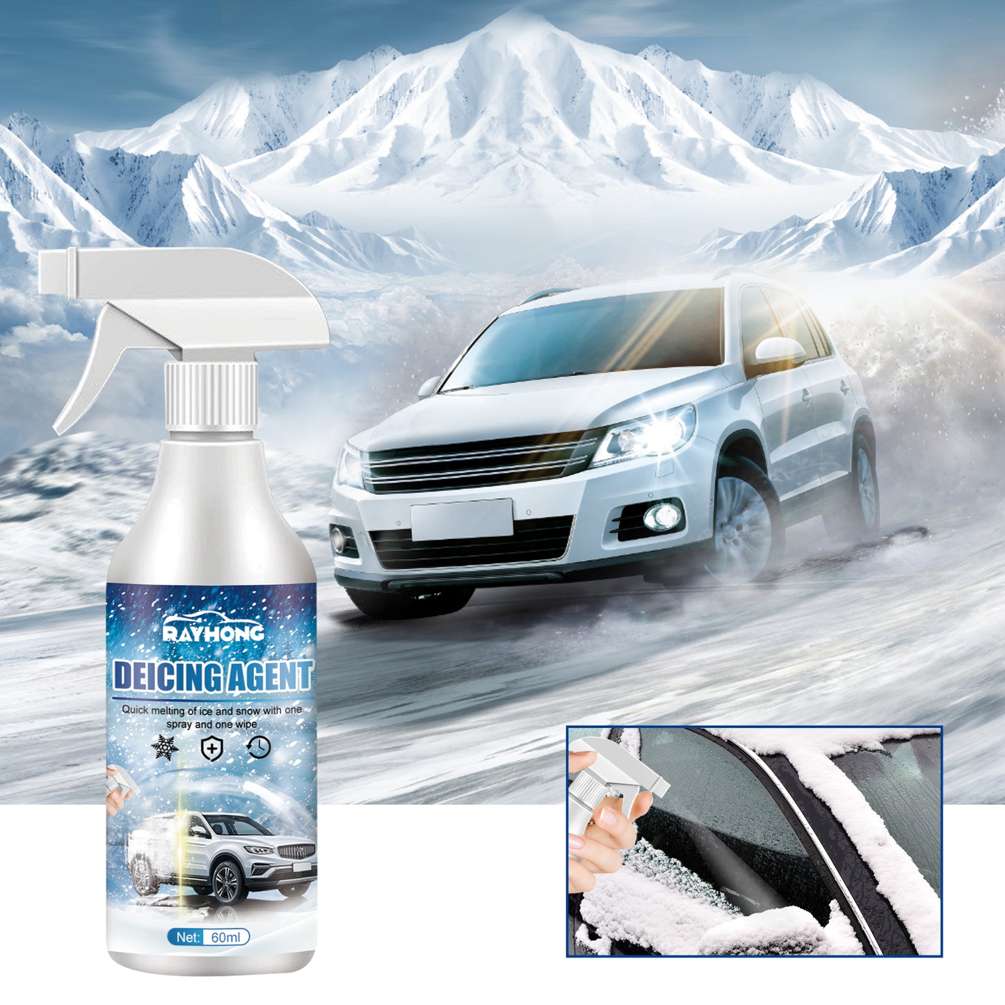 Clearing Rain water and Melting Snow Remover Quick Melting Snow Remover For Car Glass In Winter Front Windshield And Window Snow Preventer
