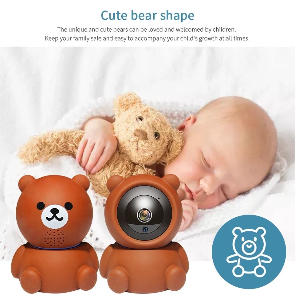 كاميرا Bear Camera 1080P Wifi IP مع تتبع تلقائي بالأشعة تحت الحمراء ورؤية ليلية وكاميرا أمان منزلية