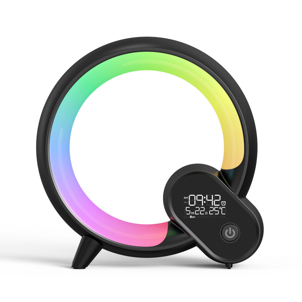 ساعة منبه رقمية تناظرية من Creative Q Light مزودة بشاشة عرض رقمية وصوت وبلوتوث وإيقاظ ذكي وإضاءة ملونة