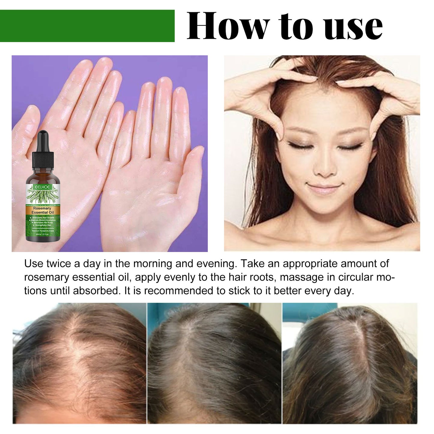 زيت الروزماري العطري للشعر، عناية لطيفة بفروة الرأس، لمعان ناعم، زيت عطري طبيعي للشعر الرقيق