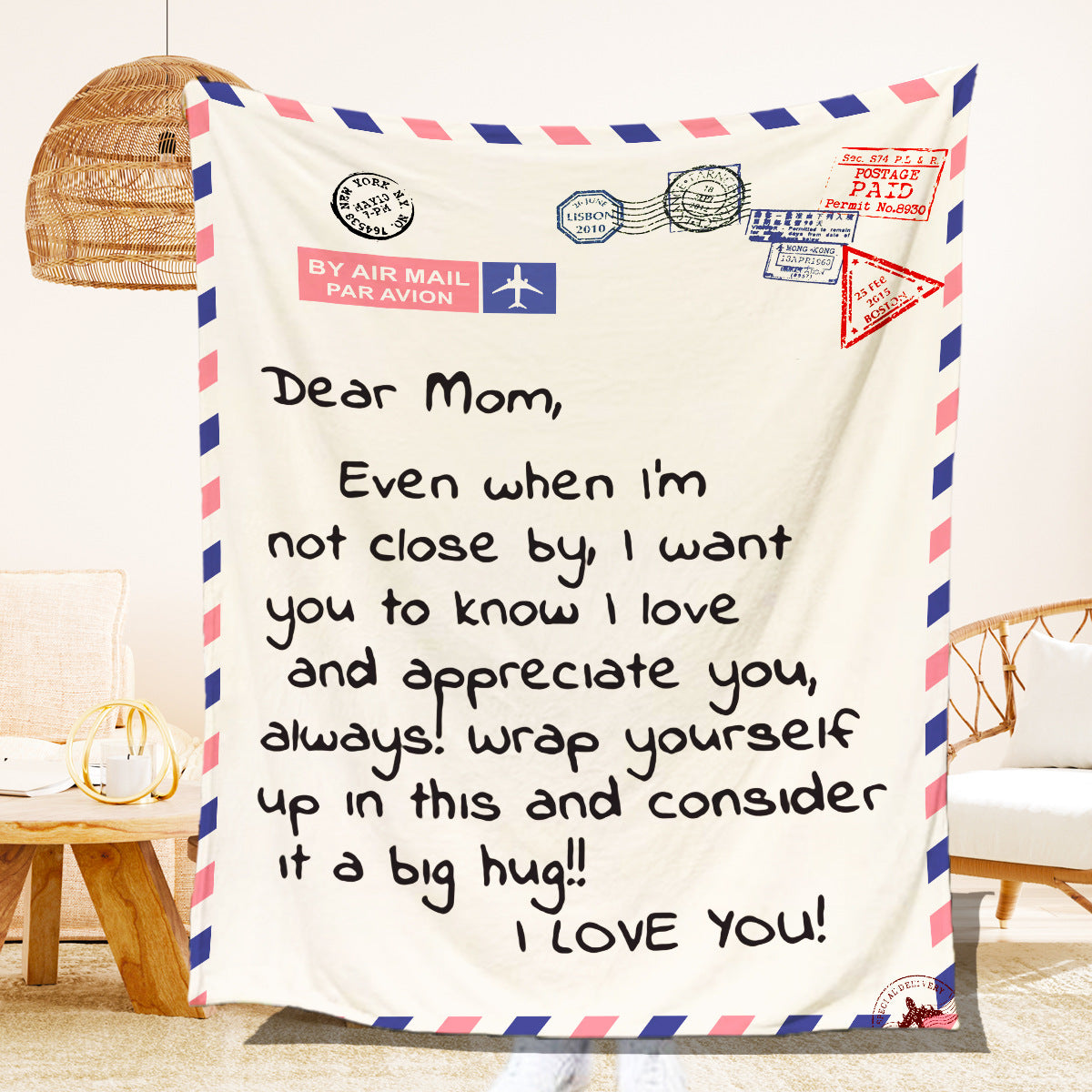 Mother's , Father's Day Hot Sale Envelope Blanket Home Letter Letter Warm Flannel Message Letter Cover Blanket