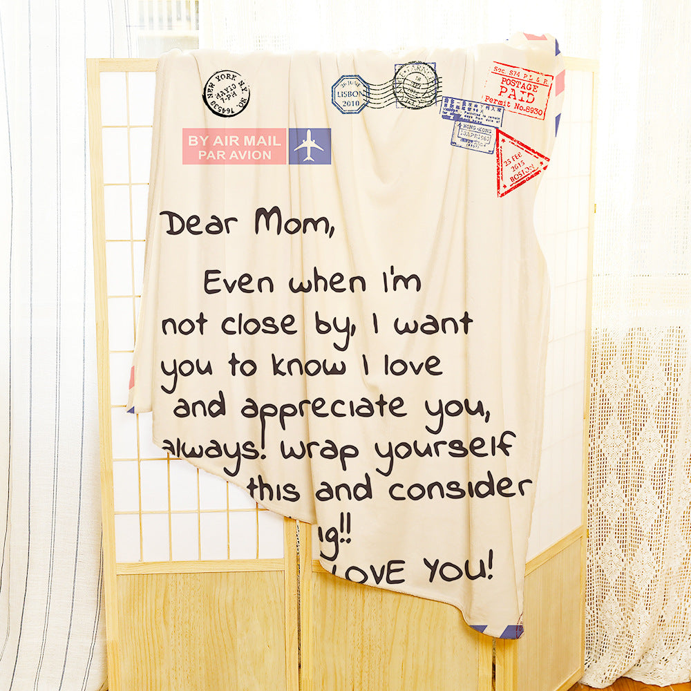 Mother's , Father's Day Hot Sale Envelope Blanket Home Letter Letter Warm Flannel Message Letter Cover Blanket
