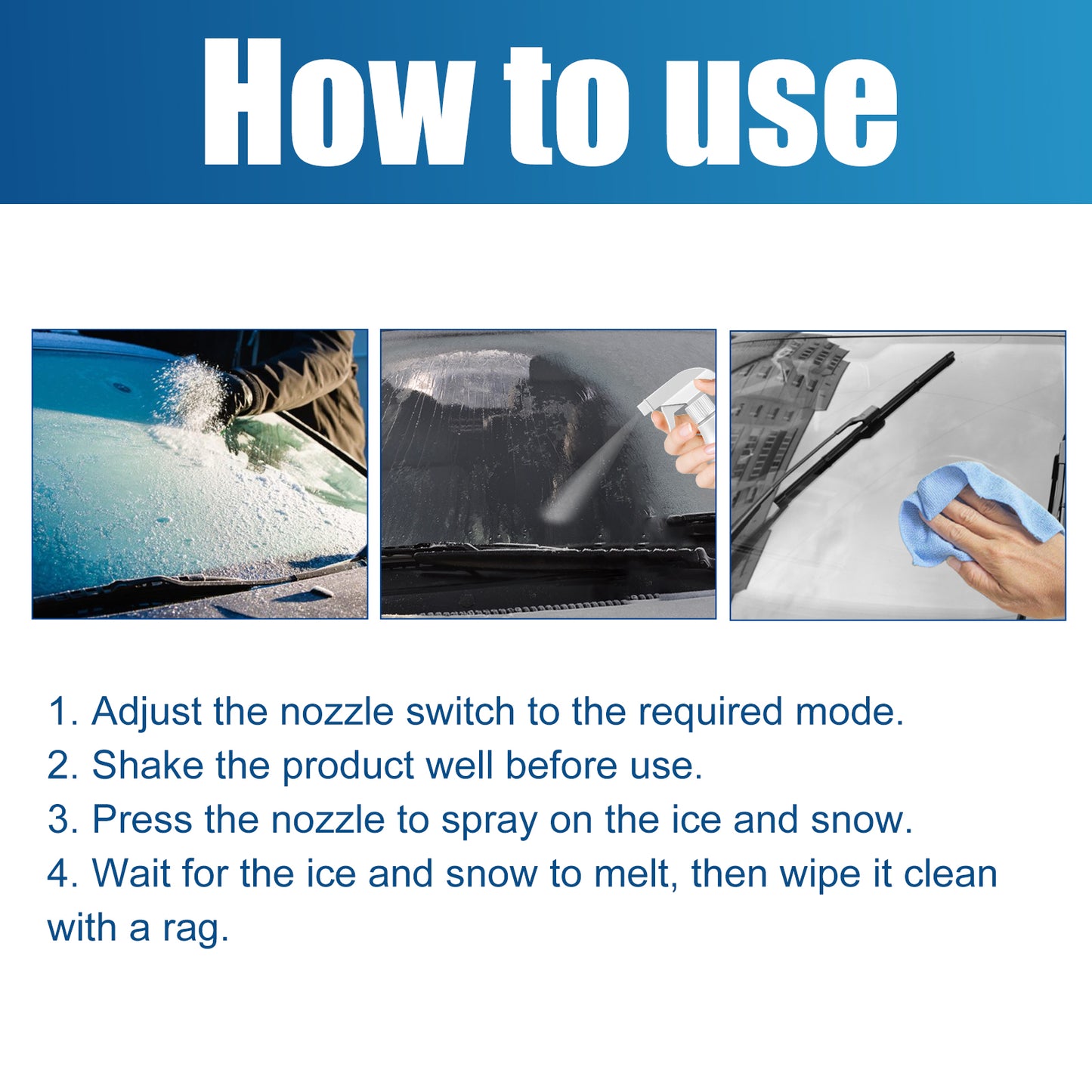 Clearing Rain water and Melting Snow Remover Quick Melting Snow Remover For Car Glass In Winter Front Windshield And Window Snow Preventer