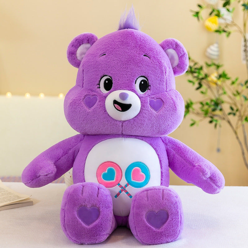 لعبة دب على شكل قلب من القطيفة، دمية دب قوس قزح من Carebears، لعبة محشوة على شكل وسادة للأطفال