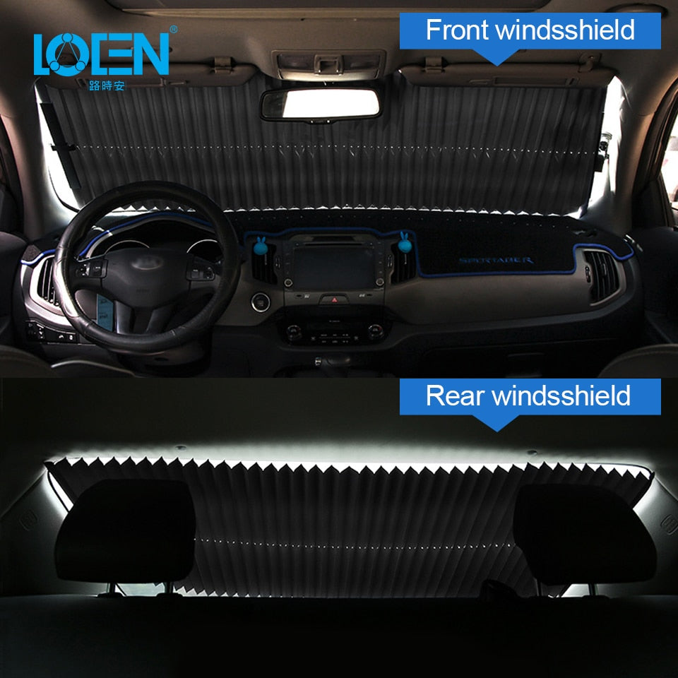 Secure your car from direct sun heat 46CM/65CM/70CM/80CM Upgarde Retracta'ble SUV Truck Car Front Windshield Sunshade Rear Window Sun Visor UV Protection Curtain