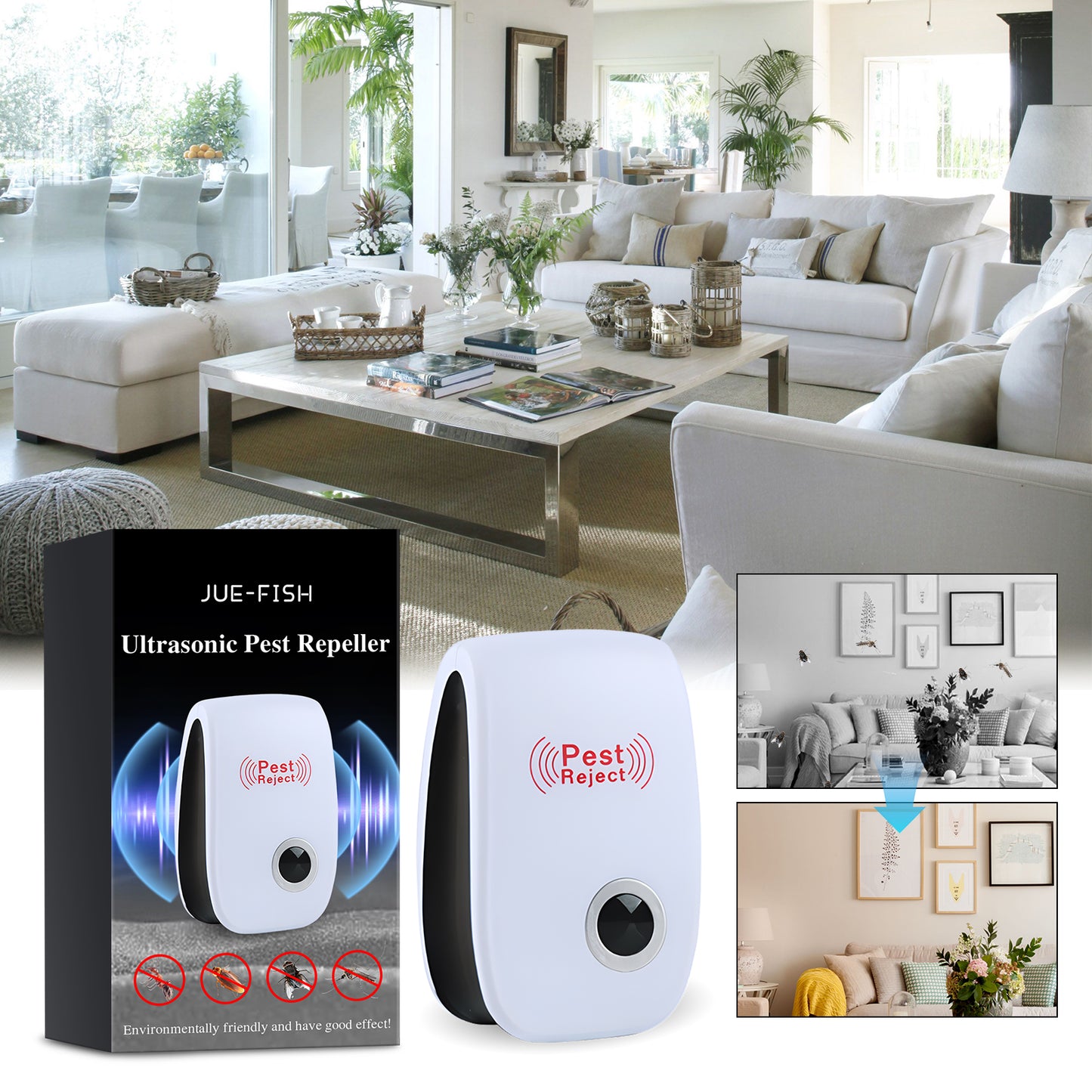Jue-Fish Mosquito Repellent, Indoor Household Mosquito Repellent Mice, Cockroaches, Flies, Prevent Mosquitoes From Biting and Insect Repellent