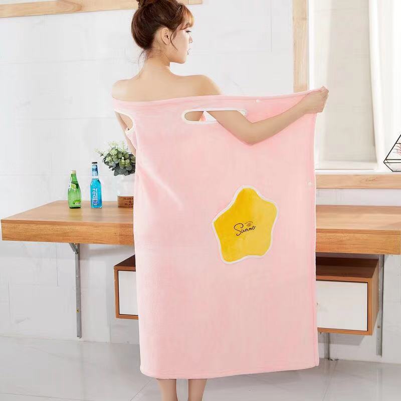 Variety Bath Towel Coral Fleece Wearable Absorbent Bath Towel Bath Skirt Double Hole Skirt