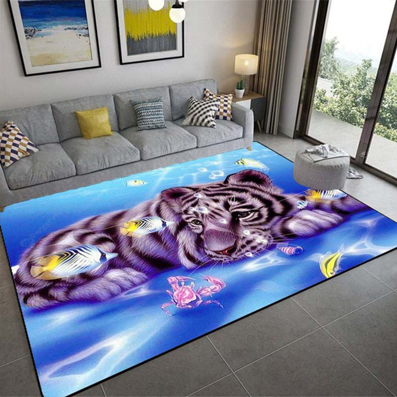 Carpet 3D Three-Dimensional Animal Tiger Carpet Living Room Carpet Coffee Table Sofa Floor Mat Realistic Animal Pattern Carpet