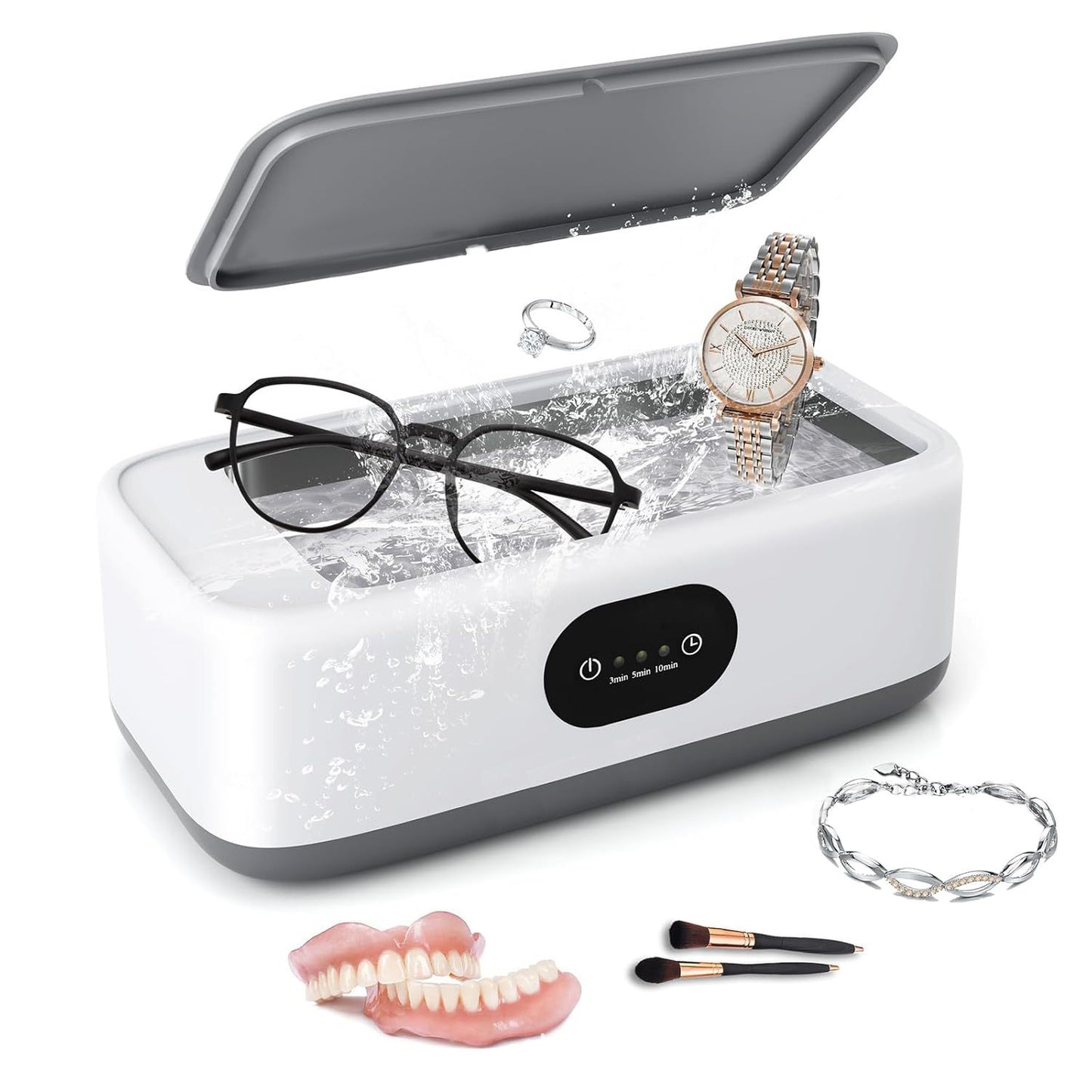 Ultrasonic cleaning machine for contact lenses, jewelry, dentures, and small household and glasses cleaning machine