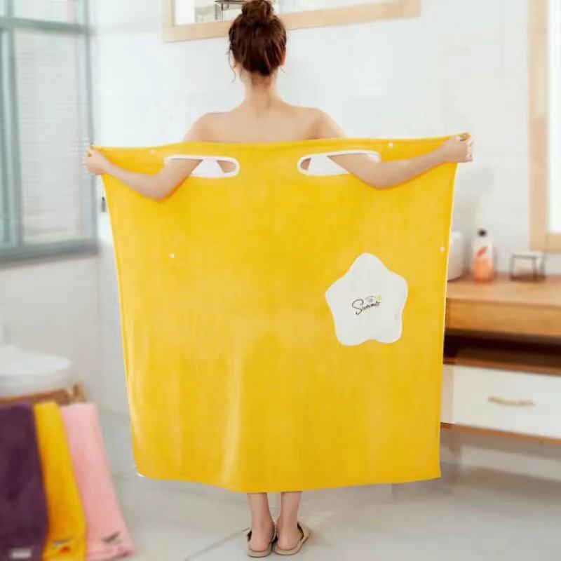 Variety Bath Towel Coral Fleece Wearable Absorbent Bath Towel Bath Skirt Double Hole Skirt
