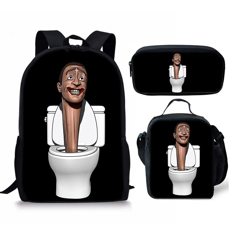 مجموعة جديدة من 3 قطع من حقائب الظهر Skibidi Toilet Man المخصصة للألعاب المدرسية للمرحلة الابتدائية والثانوية والمراهقين