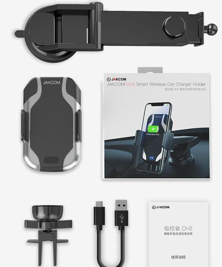 For busy moms and dads , JAKCOM CH2 Smart Wireless Car Charger Holder Hot Sale in Holders As Qi Fast Charging with LED Indicator Holder Accessories