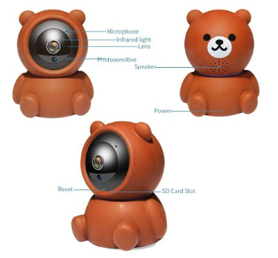 كاميرا Bear Camera 1080P Wifi IP مع تتبع تلقائي بالأشعة تحت الحمراء ورؤية ليلية وكاميرا أمان منزلية