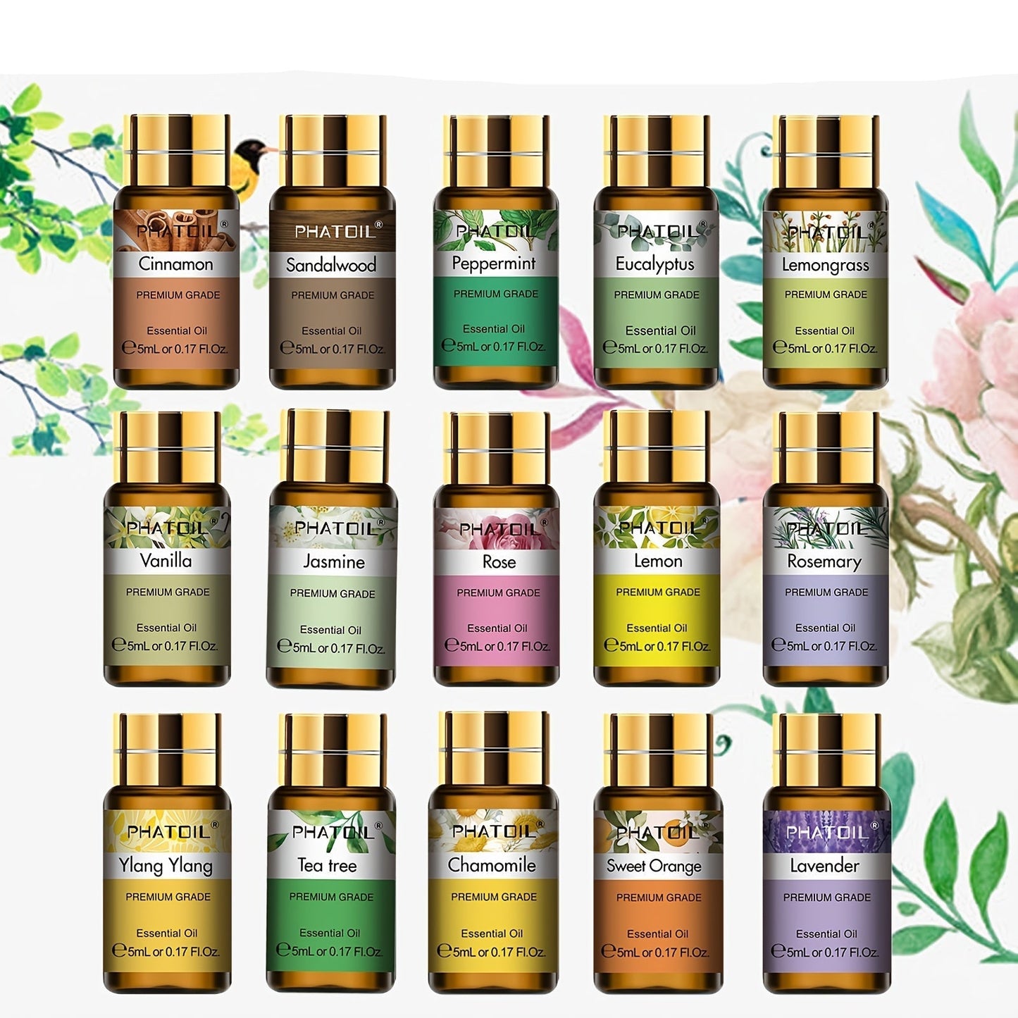 Premium Essential Oils Set for Diffuser (15pcs x 5ml)-1