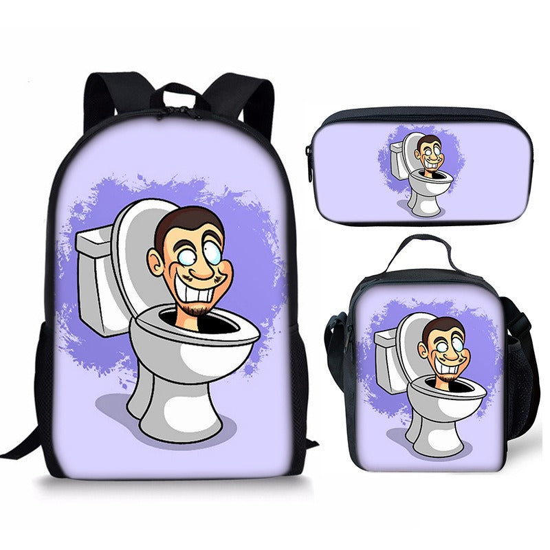 مجموعة جديدة من 3 قطع من حقائب الظهر Skibidi Toilet Man المخصصة للألعاب المدرسية للمرحلة الابتدائية والثانوية والمراهقين