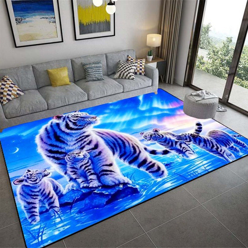 Carpet 3D Three-Dimensional Animal Tiger Carpet Living Room Carpet Coffee Table Sofa Floor Mat Realistic Animal Pattern Carpet