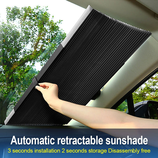 Secure your car from direct sun heat 46CM/65CM/70CM/80CM Upgarde Retracta'ble SUV Truck Car Front Windshield Sunshade Rear Window Sun Visor UV Protection Curtain