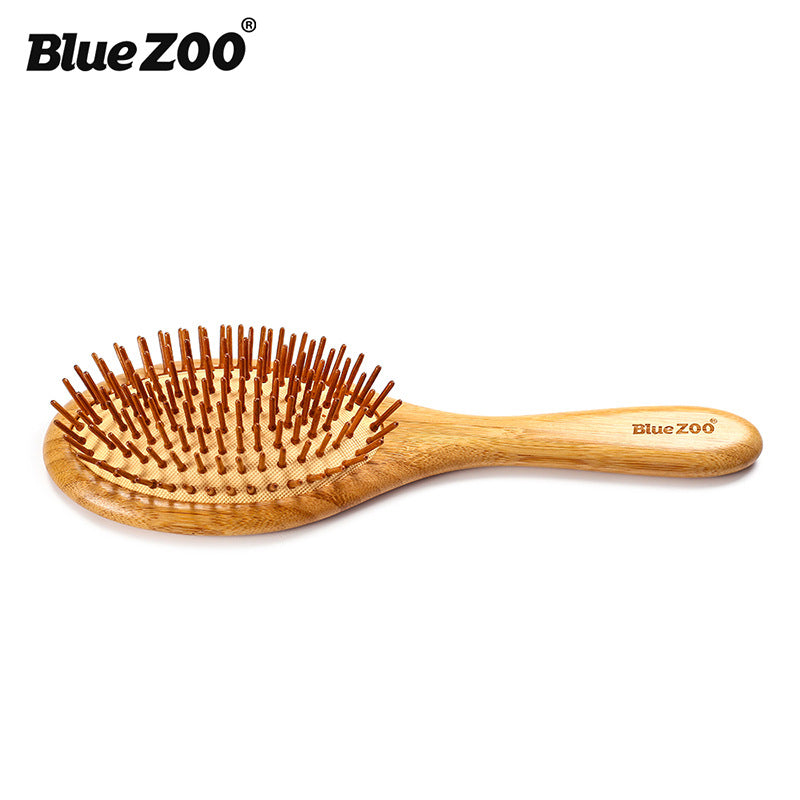 مشط تدليك هوائي مدبب من BlueZOO، مشط إبرة بشعيرات الخيزران، مشط خشبي لتصفيف الشعر 