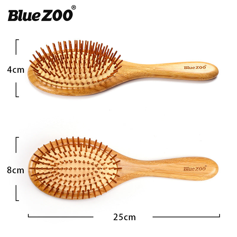 مشط تدليك هوائي مدبب من BlueZOO، مشط إبرة بشعيرات الخيزران، مشط خشبي لتصفيف الشعر 