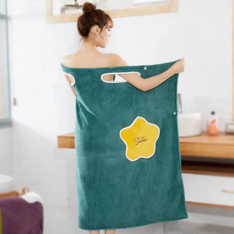 Variety Bath Towel Coral Fleece Wearable Absorbent Bath Towel Bath Skirt Double Hole Skirt