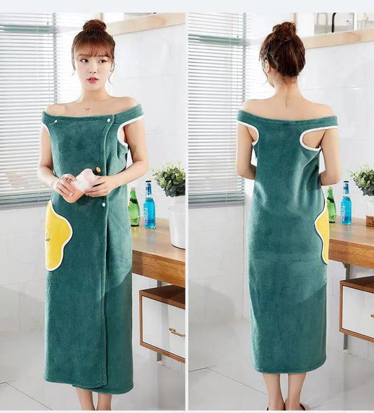 Variety Bath Towel Coral Fleece Wearable Absorbent Bath Towel Bath Skirt Double Hole Skirt
