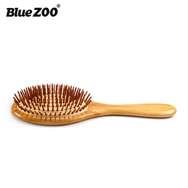 مشط تدليك هوائي مدبب من BlueZOO، مشط إبرة بشعيرات الخيزران، مشط خشبي لتصفيف الشعر 