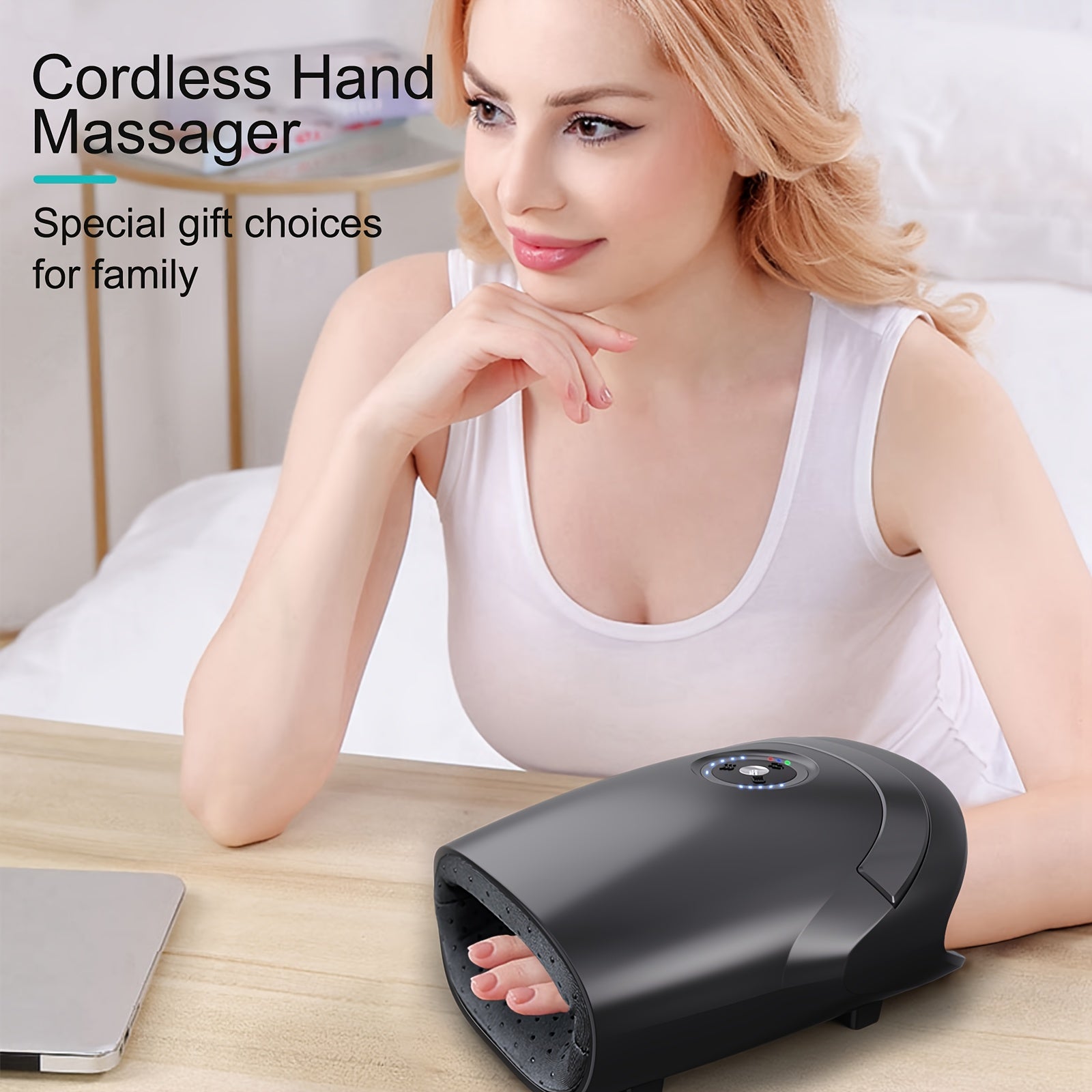 Electric Hand Massager with Heat & Compression(Black)-1