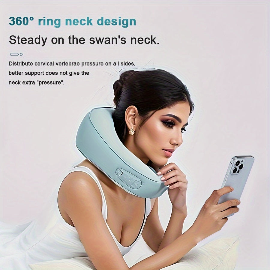 Neck Support Pillow with Heating & Electric Massage(Green)-3